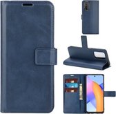 Retro kalfspatroon gesp horizontale flip lederen tas met houder & kaartsleuven & portemonnee voor Huawei Honor 10X Lite (blauw)