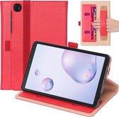 Voor Samsung Galaxy Tab A7.0 T500 (2020) Retro textuur PU + TPU horizontale flip lederen tas met houder & kaartsleuven en draagriem (rood)