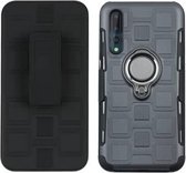 Voor Huawei P20 Pro 3 in 1 Cube PC + TPU beschermhoes met 360 graden draaien zilveren ringhouder (grijs)