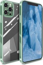 Hoog transparant TPU zacht frame + glazen achterkant met fijne gaten beschermhoes voor iPhone 12 Mini (groen)