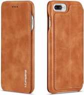 Voor iPhone 8 Plus / 7 Plus Hon Ancient Series lederen tas met kaartsleuven en houder en portemonnee (bruin)