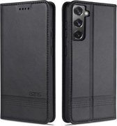 Voor Samsung Galaxy S21 5G AZNS Magnetische Kalf Textuur Horizontale Flip Leren Case met Kaartsleuven & Houder & Portemonnee (Zwart)