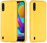 Voor Samsung Galaxy M01 effen kleur vloeibaar siliconen schokbestendig volledige dekking mobiele telefoon beschermhoes (geel)