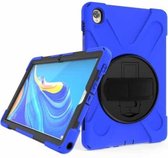 Voor Huawei MediaPad M6 10.8 schokbestendig kleurrijk siliconen + pc beschermhoes met houder en handgreepriem (blauw)