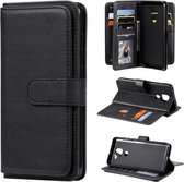 Voor Xiaomi Redmi Note 9 multifunctionele magnetische koperen gesp horizontale flip effen kleur lederen tas met 10 kaartsleuven & portemonnee & houder & fotolijst (zwart)
