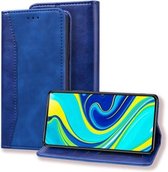 Voor Xiaomi Redmi Note 9 Pro / 9 Pro Max / 9S Zakelijke stiksels Horizontale flip lederen hoes met dubbel vouwen & beugel & kaartsleuven & fotolijst & portemonnee (koningsblauw)