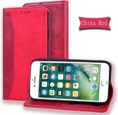 Voor iPhone 6s Plus Business Stitching Horizontale flip lederen hoes met dubbele vouw & beugel & kaartsleuven & fotolijst & portemonnee (rood)