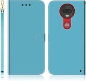 Voor Motorola Moto G7 / G7 Plus Geïmiteerd Spiegeloppervlak Horizontale Flip Leren Case met Houder & Kaartsleuven & Portemonnee & Lanyard (Blauw)