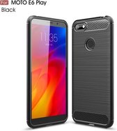 Voor Motorola Moto E6 Play Brushed Texture Carbon Fiber TPU Case (Zwart)