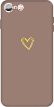 Voor iPhone 6s / 6 Golden Love-heart Pattern Colorful Frosted TPU telefoon beschermhoes (kaki)