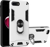 Voor iPhone 8 Plus / 7 Plus 2 in 1 Armor Series PC + TPU beschermhoes met ringhouder (zilver)