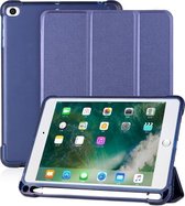 Voor iPad mini 5 / mini 4 / mini 3 / mini 2 / mini 3-vouw Litchi Texture Horizontaal Flip PU-leer + schokbestendig TPU-hoesje met houder & pennensleuf (blauw)