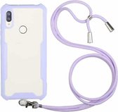 Voor Samsung Galaxy A10s / M10s acryl + kleur TPU schokbestendig hoesje met nekkoord (paars)