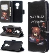 Voor Nokia 6.2 / 7.2 Gekleurde tekening patroon Horizontale Flip PU lederen tas met houder & kaartsleuven & portemonnee (beer)