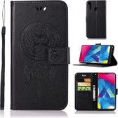 Windgong Uil Embossing Patroon Horizontale Flip lederen tas met houder & kaartsleuven & portemonnee voor Galaxy M20 (zwart)