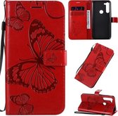 Voor Motorola Moto G8 Power 3D Vlinders Embossing Patroon Horizontale Flip Leren Case met Houder & Kaartsleuf & Portemonnee & Lanyard (Rood)