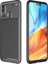 Voor Huawei Honor 9X Lite koolstofvezel textuur schokbestendig TPU-hoesje (zwart)