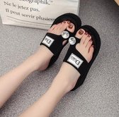 Strass zomer damesschoenen casual sandalen, schoenmaat: 38 (zwart)