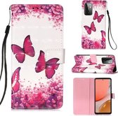 Voor Samsung Galaxy A72 5G 3D Schilderen Horizontale Flip Leren Case met Houder & Kaartsleuf & Portemonnee & Lanyard (Rose Vlinder)