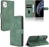 Voor iPhone 12 Effen kleur Skin Feel Magnetische gesp Horizontale flip kalftextuur PU lederen tas met houder & kaartsleuven en portemonnee (groen)