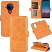 Voor Nokia 5.4 dubbelzijdige magnetische gesp horizontale flip lederen tas met houder & kaartsleuven & portemonnee (geel)