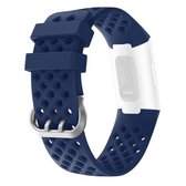 Voor Fitbit Charge 3/4 holle vierkante siliconen band vervangende polsband (donkerblauw)