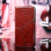 Voor Samsung Galaxy M51 (versie met vingerafdruk aan de zijkant) Geometrische stiksels Horizontale flip TPU + PU lederen tas met houder & kaartsleuven en portemonnee (donkerbruin)