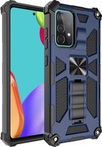Voor Samsung Galaxy A52 schokbestendige TPU + pc magnetische beschermhoes met houder (blauw)