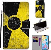 Gekleurde tekening Cross Texture Horizontale Flip PU lederen tas met houder & kaartsleuven & portemonnee & lanyard voor iPhone 12 Pro Max (geel zwart logo)