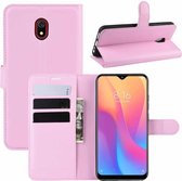 Voor Xiaomi Redmi 8A Litchi Texture Horizontale Flip Leren Case met Portemonnee & Houder & Kaartsleuven (Roze)