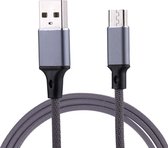 1m 2A Output USB naar Micro USB Nylon Weave Style Data Sync oplaadkabel, voor Samsung, Huawei, Xiaomi, HTC, LG, Sony, Lenovo en andere smartphones (grijs)