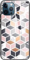 Marmer gehard glas achterkant TPU grenshoes voor iPhone 12/12 Pro (HCBL-14)