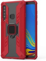 Iron Warrior schokbestendige pc + TPU beschermhoes voor Galaxy A9 (2018), met ringhouder (rood)