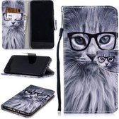 Voor Huawei P20 Pro Gekleurde Tekening Patroon Horizontale Flip TPU + PU Lederen Case met Houder & Kaartsleuven & Portemonnee & Lanyard (Mode Kat)