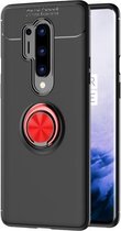 Voor OnePlus 8 Pro Lenuo schokbestendige TPU-beschermhoes met onzichtbare houder (zwart + rood)