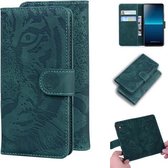Voor Sony Xperia L4 Tiger Embossing Pattern Horizontale Flip lederen tas met houder & kaartsleuven & portemonnee (groen)