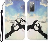 Voor Samsung Galaxy S20 FE Gekleurde Tekening Patroon Horizontale Flip Leren Case met Houder & Kaartsleuven & Portemonnee & Lanyard (Liefdesgebaar)