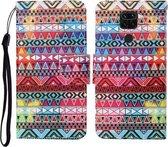 Voor Xiaomi Redmi Note 9 Gekleurde Tekening Patroon Horizontale Flip Leren Case met Houder & Kaartsleuven & Portemonnee & Lanyard (Tribal Etnische Stijl)