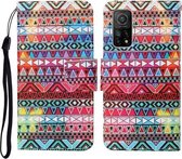 Voor Xiaomi Mi 10T Gekleurde Tekening Patroon Horizontale Flip Leren Case met Houder & Kaartsleuven & Portemonnee & Lanyard (Tribale Etnische Stijl)