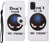 Voor Samsung Galaxy A21s Gekleurde Tekening Patroon Horizontale Flip Leren Case met Houder & Kaartsleuven & Portemonnee & Lanyard (Black Planet)