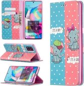 Voor Samsung Galaxy A71 Gekleurde Tekening Patroon Onzichtbare Magnetische Horizontale Flip PU Lederen Case met Houder & Kaartsleuven & Portemonnee (Olifant)