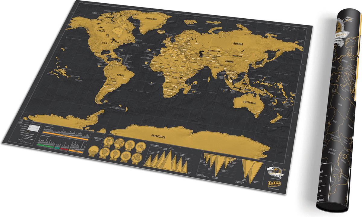 Hangen Obsessie Verbinding Luckies Kras Wereldkaart - Scratch Map Deluxe - Reiseditie | bol.com