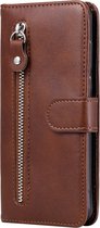 Xiaomi Mi Note 10 Lite Hoesje - Mobigear - Zipper Serie - Kunstlederen Bookcase - Bruin - Hoesje Geschikt Voor Xiaomi Mi Note 10 Lite