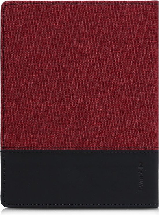 kwmobile hoes geschikt voor Kobo Aura H2O Edition 1 - Canvas beschermhoes in donkerrood / zwart - Voor e-reader van Merkloos — afbeelding 2