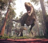 Dinosaurus T-Rex moederliefde - Fotobehang (in banen) - 450 x 260 cm