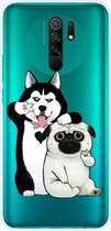 Voor Xiaomi Redmi 9 gekleurd tekenpatroon zeer transparant TPU beschermhoes (selfie hond)