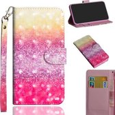 Voor LG K40S 3D-schilderijpatroon Horizontaal Flip TPU + PU-lederen hoes met houder & kaartsleuven & portemonnee & lanyard (kleurverloop)