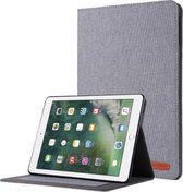 Horizontale Flip TPU + stof PU lederen beschermhoes met naamkaartclip voor iPad 9.7 (2017/2018) & iPad Air & Air2 & iPad Pro 9.7 (grijs)