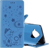 Voor Xiaomi 10T Lite 5G / Redmi Note 9 Pro 5G Cat Bee Embossing Pattern Schokbestendig Horizontaal Flip lederen tas met houder & kaartsleuven & portemonnee (blauw)