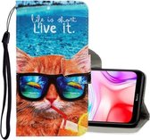 Voor Geschikt voor Xiaomi Redmi 8 3D Gekleurde Tekening Horizontale Flip PU Lederen Case met Houder & Kaartsleuven & Portemonnee (Onderwater Kat)